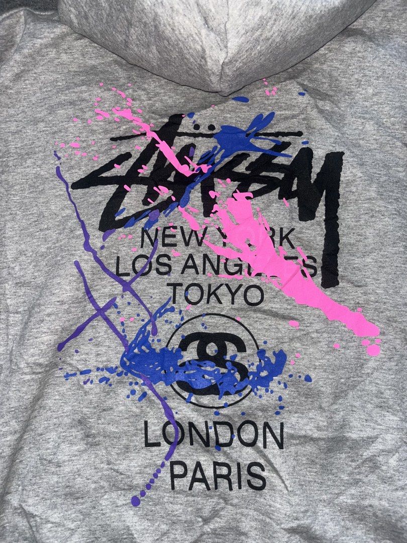 Stussy hoodie (Category: Coats, Jackets and Outerwear) located in Lapu Lapu. Submitted by jhonrener41426 (Listing ID 1468350720, Image 3). Description: Fit to large Waist-26 Length-27 Excellent condition Color rate 9.8/10 Lesser print Issue none Heavy cotton Off solid for psg .