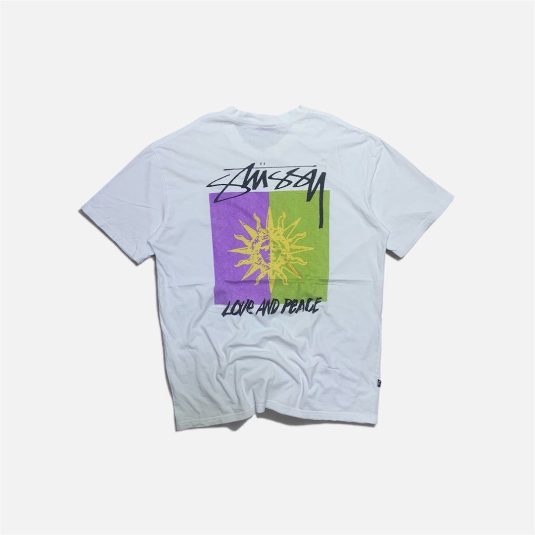 STUSSY LOVE & PEACE TEE (Category: Tshirts & Polo Shirts ) located in Cabanatuan. Submitted by _w2keed (Listing ID 1468476659, Image 1). Description: Size: XL (W22' x L29') Condition: 9.8/10 Color rate: 9.5/10 Issue/s: need rewash.