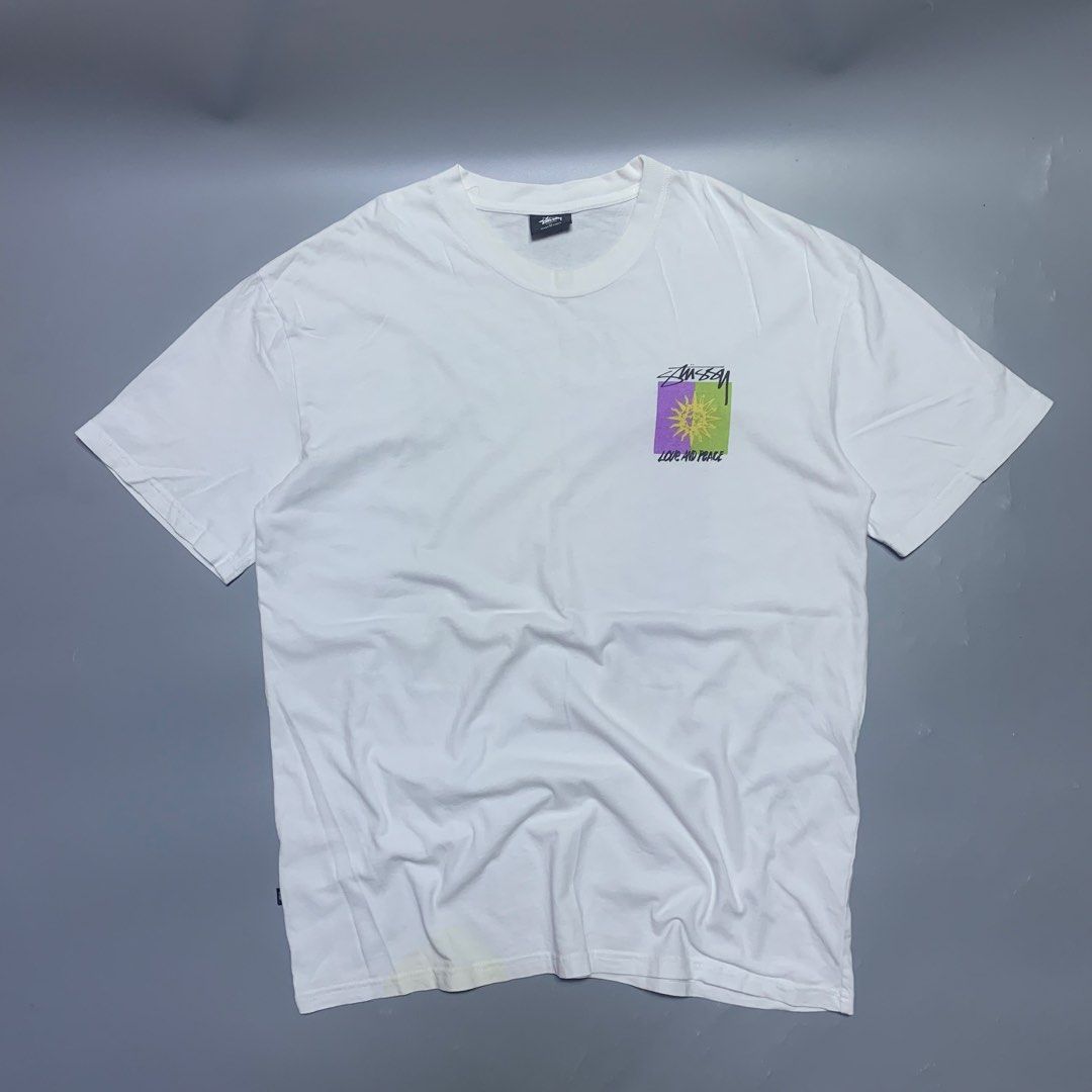 STUSSY LOVE & PEACE TEE (Category: Tshirts & Polo Shirts ) located in Cabanatuan. Submitted by _w2keed (Listing ID 1468476659, Image 2). Description: Size: XL (W22' x L29') Condition: 9.8/10 Color rate: 9.5/10 Issue/s: need rewash.