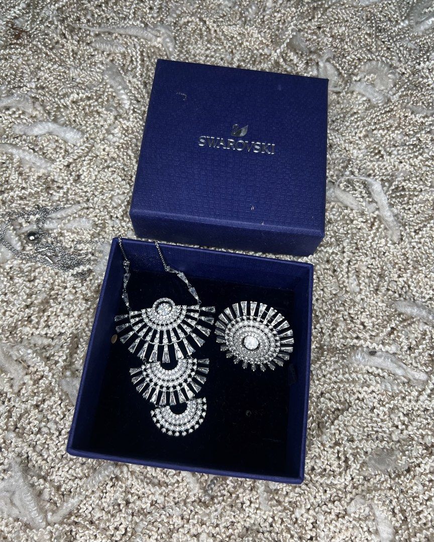 Swarovski Sparkling Dance Dial Up Necklace and ring set (Category: Necklaces) located in Muntinlupa City. Submitted by bff_findsph (Listing ID 1468435111, Image 1). Description: Set | ₱ 12,800 SRP | Necklace - Adjustable| $399 (Amazon) 5564432 SRP | Ring | €79 (Amazon) 5564427 Sparkling Dance Dial Up Necklace - multi-tiered fan-shaped design. Rhodium plated. Sparkling Dance Dial Up Ring - central dancing stone surrounded by a sunburst arrangement