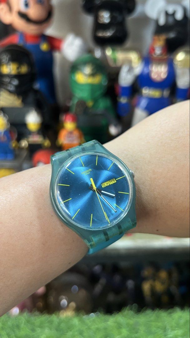 Swatch Turquoise Rebel (SUOL700) (Category: Luxury Watches) located in Baguio. Submitted by vercale (Listing ID 1468357025, Image 3). Description: Swatch Turquoise Rebel (SUOL700) Like New Condition Working From Personal Box 2,500 before Sale na po @ Php 1200 only LP 🙏.