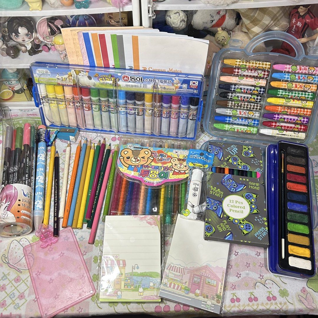 TAKE ALL ART MATERIALS STATIONARY (Category: Stationery & School Supplies) located in Manila. Submitted by yume_artsss (Listing ID 1468330599, Image 1). Description: - Complete art and stationery haul, perfect for school or creative projects - Includes Watercolor, oil pastel, tombow colored pencils, felt tip marker, memo pads, notebooks and crayons - Comes with crayons in a handy plastic storage case and colored pencils - Includes markers, loose 