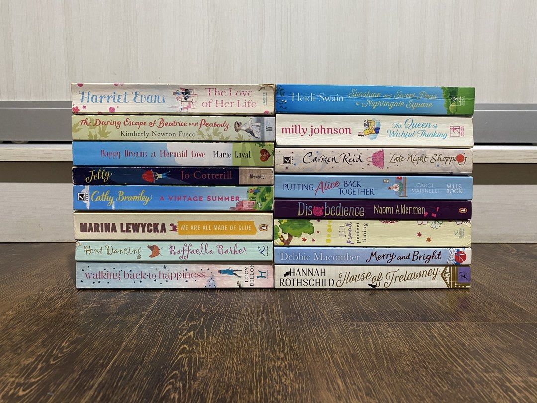 [TAKE ALL] Assorted Cute Covers Bundle (Category: Storybooks) located in Manila. Submitted by melodyonyourlips (Listing ID 1468301593, Image 1). Description: RFS: downsizing collection 📚 TAKE ALL 16 BOOKS: ₱650.00//₱90.00 each • The Love Of Her Life by Harriet Evans • The Daring Escape Of Beatrice And Peabody by Kimberly Newton Fusco • Happy Dreams And Mermaid Cove by Marie Laval • Jelly by Jo Cotterill • A Vintage Summer by Cathy Bramley • We A