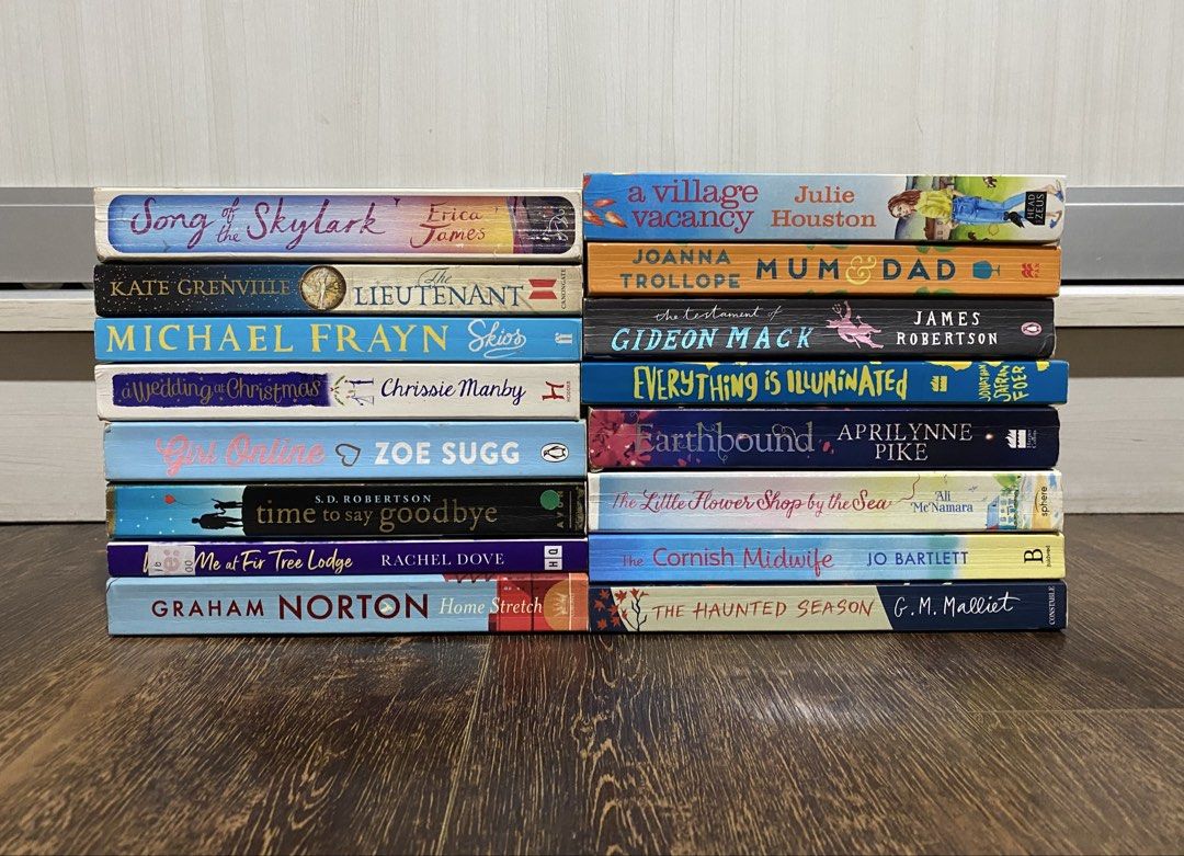 [TAKE ALL] Assorted Fiction and Non-Fiction Novels Bundle (Category: Storybooks) located in Manila. Submitted by melodyonyourlips (Listing ID 1468304131, Image 1). Description: RFS: downsizing collection 📚 TAKE ALL 16 BOOKS: ₱620.00// ₱90.00 each • The Song Of The Skylark by Erica James • The Lieutenant by Kate Grenville • Skios by Michael Frayn • A Wedding At Christmas by Chrissie Manby • Girl Online by Zoe Sugg • Time To Say Goodbye by S.D. Ro