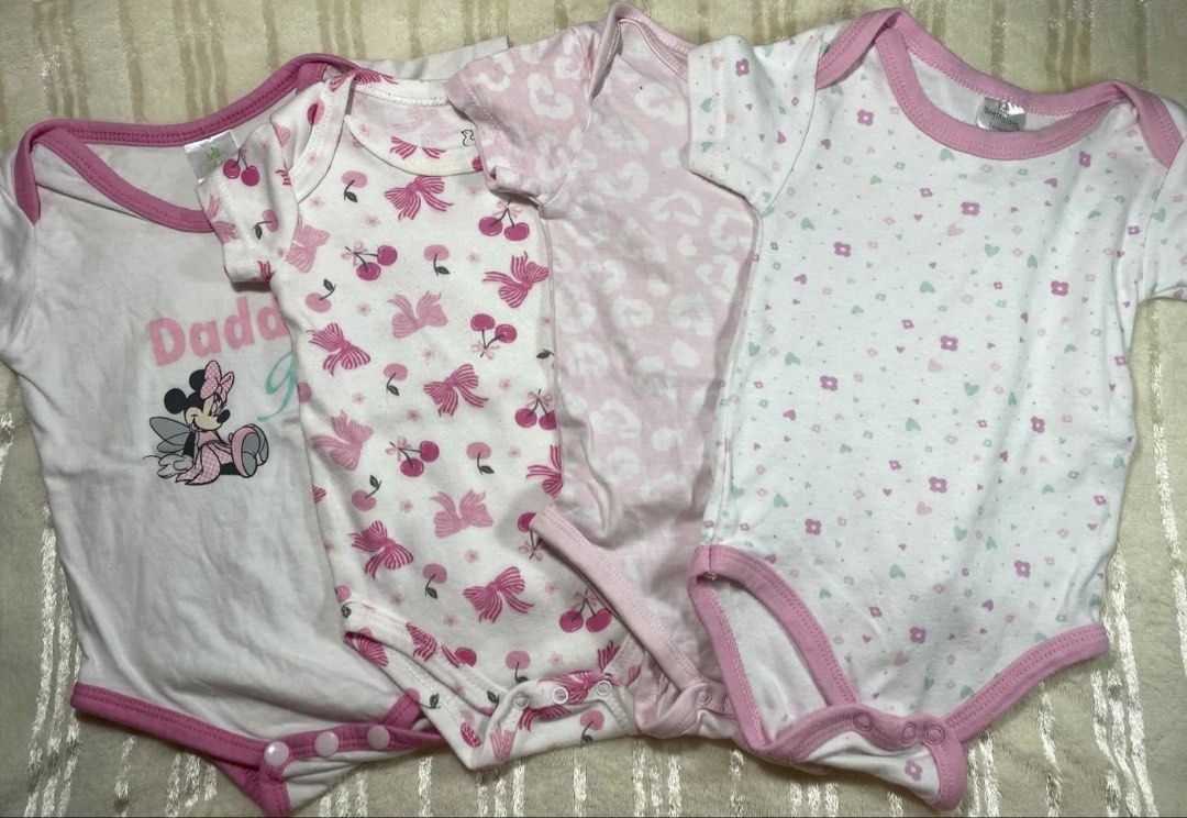 take all pink and white onesies (Category: Babies & Kids Fashion) located in Cagayan de Oro. Submitted by tinytootchcloset (Listing ID 1468331758, Image 1). Description: brands: disney baby, duckduck, puma, little beginnings size: 3-6 months.