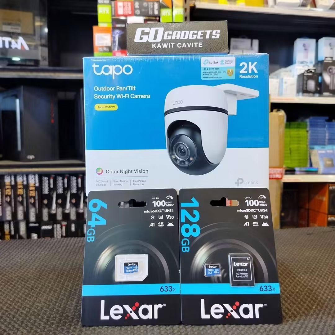 TAPO C510W + LEXAR microSD BUNDLE (Category: Security Systems & CCTV Cameras) located in Caloocan City. Submitted by kentsalvador31 (Listing ID 1468367037, Image 1). Description: TAPO C510W + LEXAR microSD BUNDLE Option 1 w/ Lexar 64GB: ₱3,412 Option 2 w/ Lexar 128GB: ₱4,052 Promo valid until October 31, 2026. Go Gadgets - Kawit Cavite 💬 Message us now for full specs & recommendations! 🔒 Suitable for: ✔ Homes ✔ Stores ✔ Offices ✔ Warehouses ✔ S