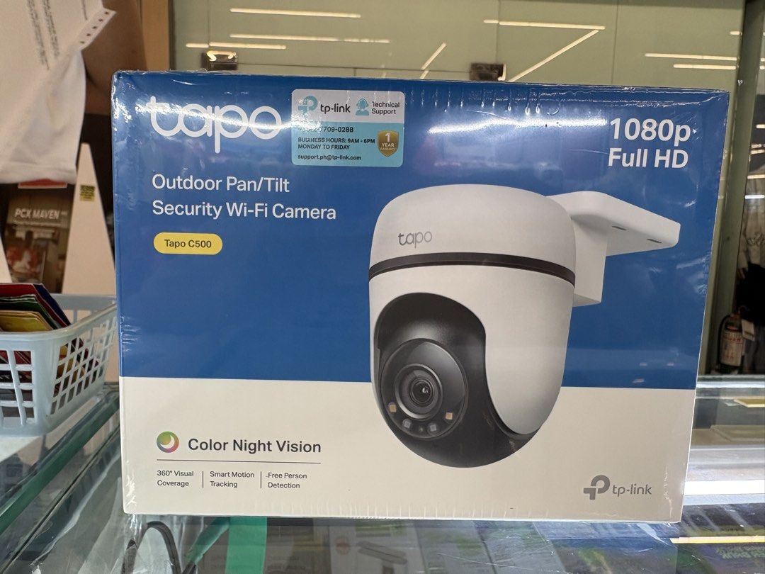 Tapo Outdoor Pan/Tilt Security Wifi Camera (Category: Security Systems & CCTV Cameras) located in Taguig. Submitted by grassyyieeebeyb (Listing ID 1468389401, Image 1). Description: Brandnew Sealed Cctv only No Memory card.
