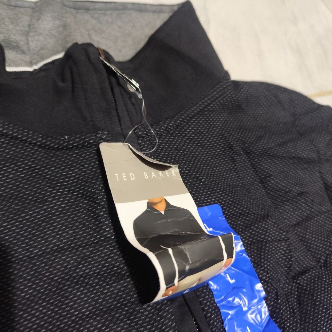 Ted Baker Quarter Zip Textured Pull Over Sweater Black Latge (Category: Coats, Jackets and Outerwear) located in Manila. Submitted by buyybustt (Listing ID 1468407825, Image 3). Description: Brand New! Complete Tags Size Large 27x21 30 Arms Length Came from Balikbayan Box Rfs No One Use It Dm.