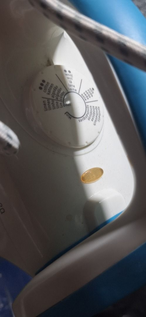 TEFAL Iron (Category: Irons & Steamers) located in General Trias. Submitted by aeunice (Listing ID 1468333178, Image 2). Description: Brand: Tefal Easyway 30 dry iron in blue and white. Features an adjustable temperature dial for various fabrics, a heating indicator light and a durable long braided cord. Ready to use! Meet up / Shipping via Lalamove, JnT, Gogo Express & LBC .