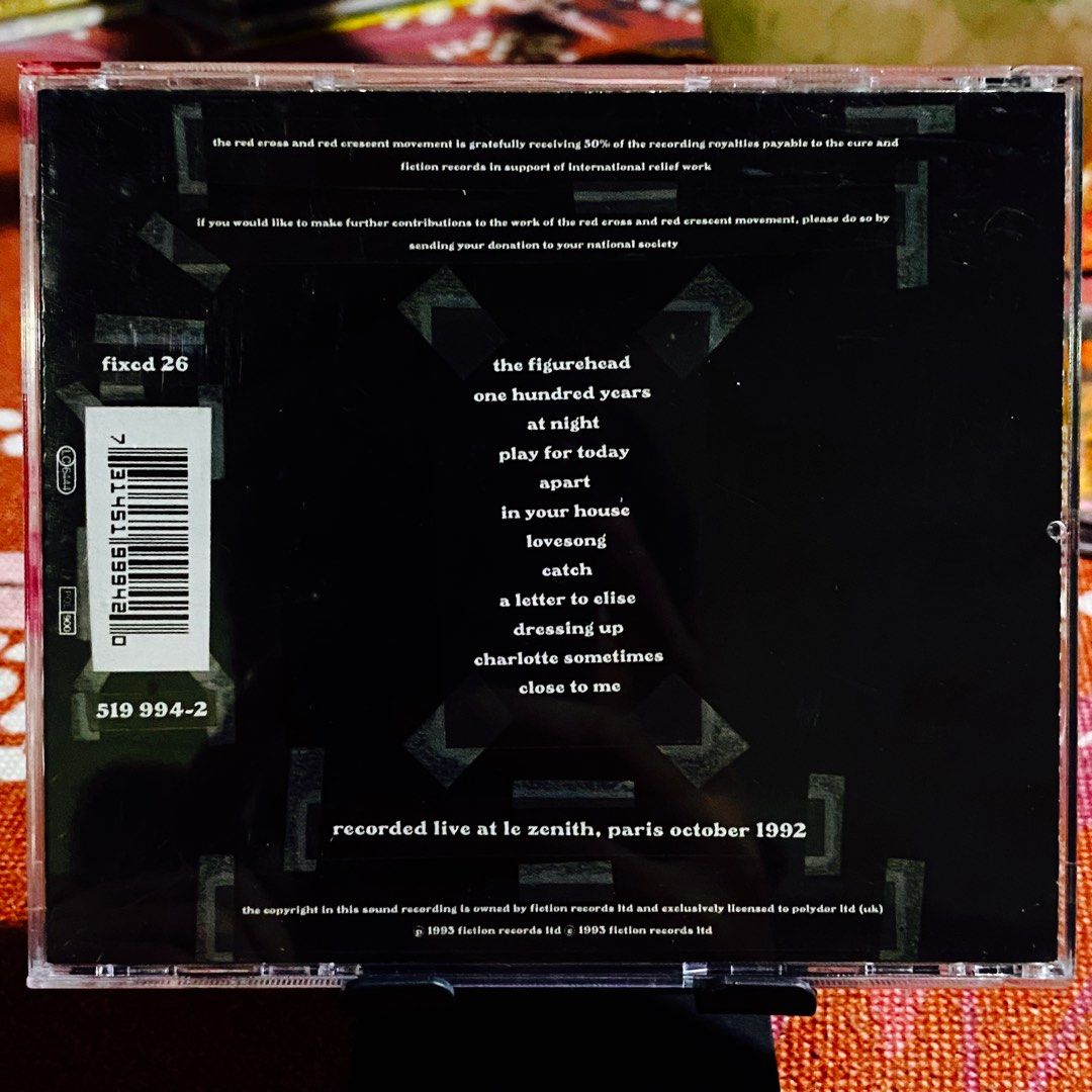 The Cure - Paris CD Album (Category: CDs & DVDs) located in Taguig. Submitted by znarfscriber (Listing ID 1468430212, Image 2). Description: The Cure Paris CD Album Recorded Live at Le Zenith, Paris October 1992 Made In Germany Fiction Records 1993 Cover: EX Media: NM RFS: Decluttering/Need Funds .