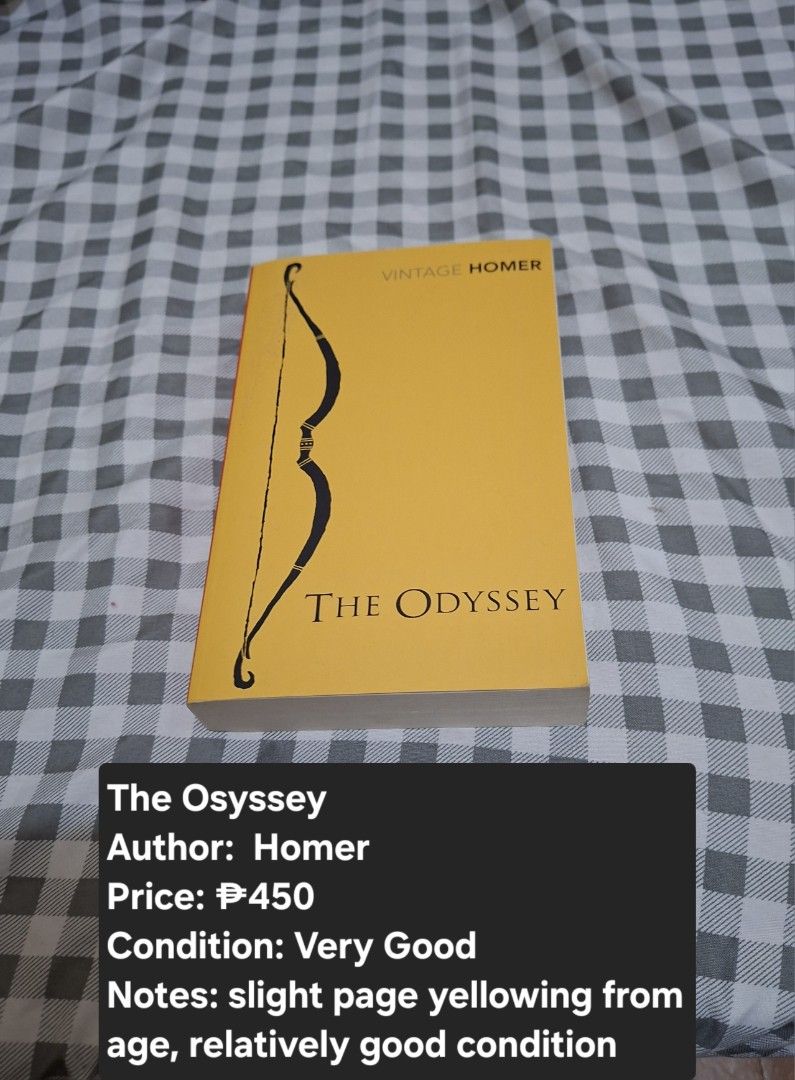 The Odyssey by Homer (Category: Storybooks) located in Angeles City. Submitted by zen.yuuuu (Listing ID 1468422634, Image 1). Description: Ignore price on listing. DM for inquiries. feel free to ask for pics, vids, etc. :)).