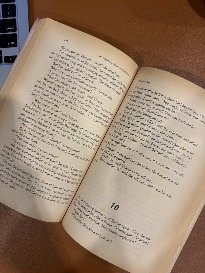 The Unbearable Lightness of Being by Milan Kundera (Category: Storybooks) located in Cebu City. Submitted by gwyiener (Listing ID 1468462369, Image 3). Description: Paperback copy Tanning and foxing Yellowed pages but still readable.