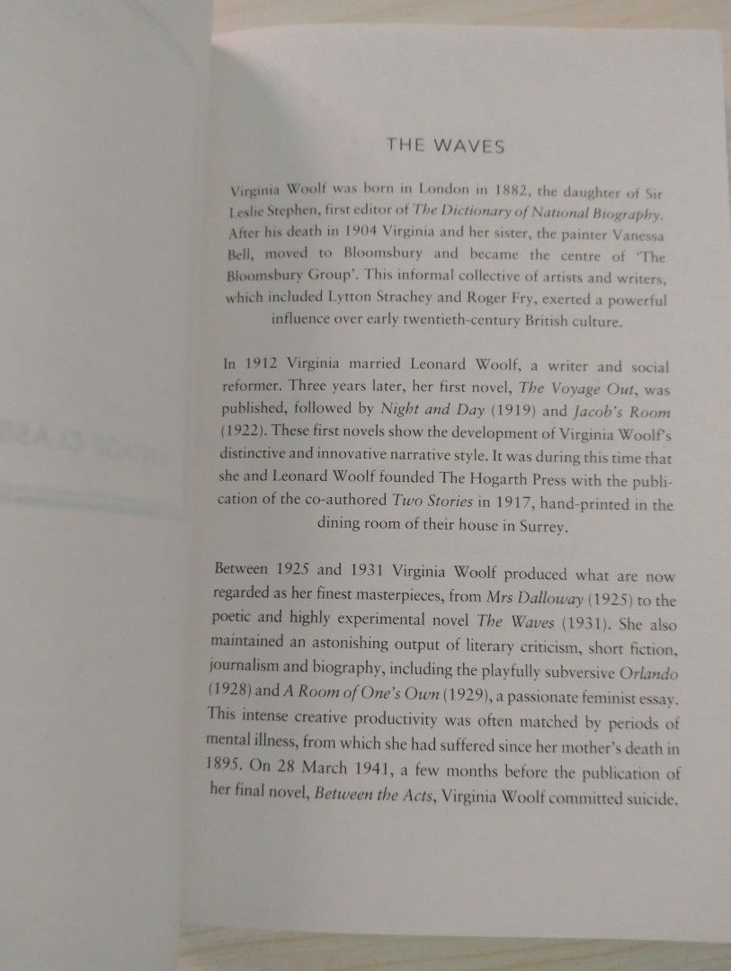 The Waves by Virginia Woolf Vintage Classics (Category: Storybooks) located in Paranaque City. Submitted by realven (Listing ID 1468335137, Image 3). Description: - Title: The Waves - Author: Virginia Woolf - Edition: Vintage Classics Paperback .