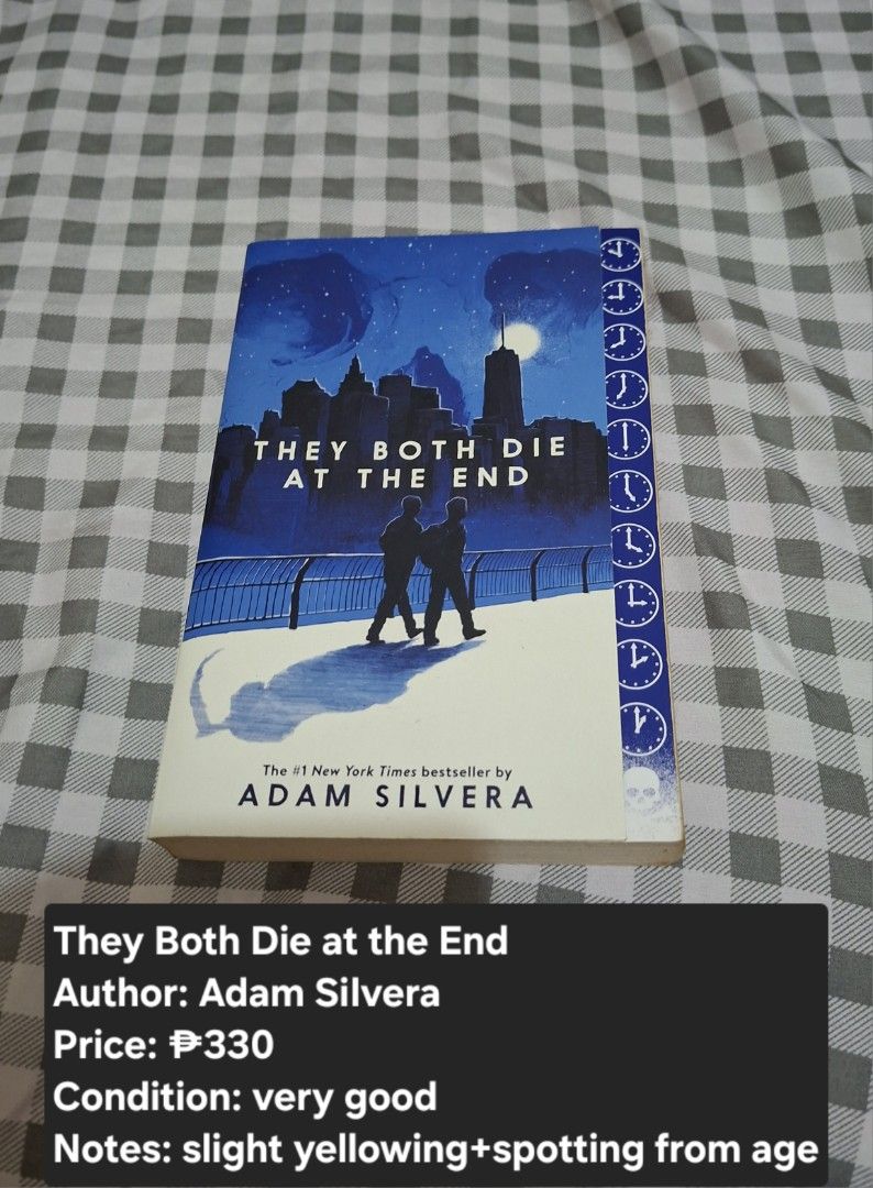They Both Die at the End by Adam Silvera (Category: Storybooks) located in Angeles City. Submitted by zen.yuuuu (Listing ID 1468421891, Image 1). Description: Ignore price listed on picture. dm for inquiries, feel free to ask for pics, vids, etc. :)).