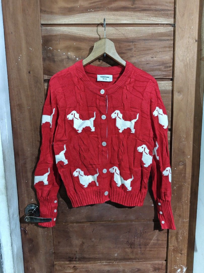 THOM BROWNE CARDIGAN (Category: Activewear) located in Tagum. Submitted by danelle_closet1106 (Listing ID 1468427123, Image 1). Description: THICK MATERIAL AS NEW SIZE:MED TO LARGE WOMENS ISSUE: NASA PIC AT CUT WASHTAG.
