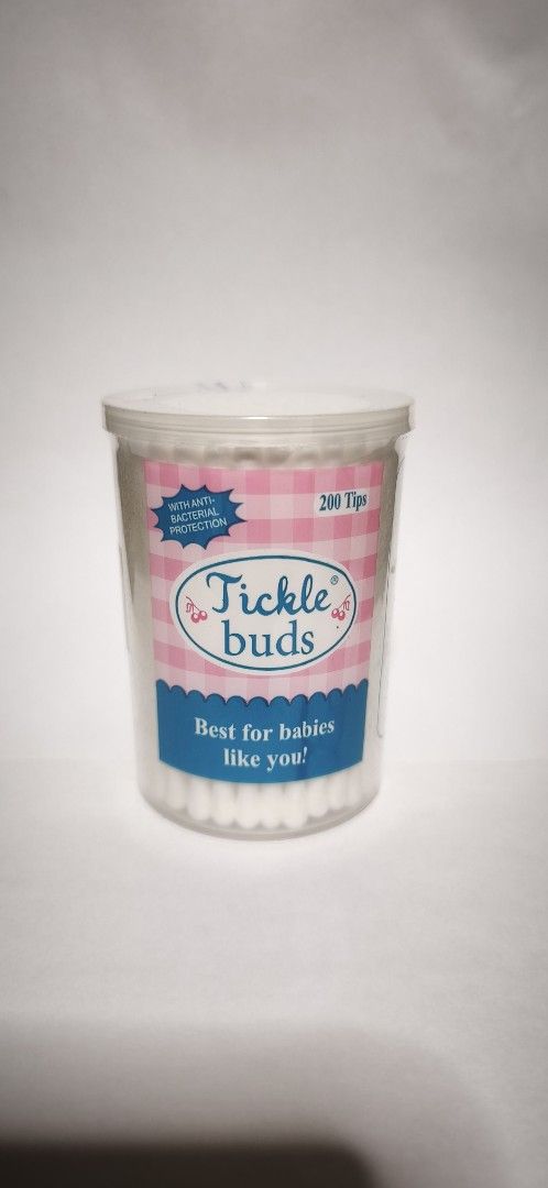 Tickle Buds Cotton Buds 200 Tips Tub (Category: Ear Care) located in Malabon City. Submitted by ph_ohkaye (Listing ID 1468369116, Image 3). Description: - Brand new, unopened, and sealed tub - Contains 200 soft cotton tips per container - Formulated with anti-bacterial protection - Specially designed for gentle baby care .
