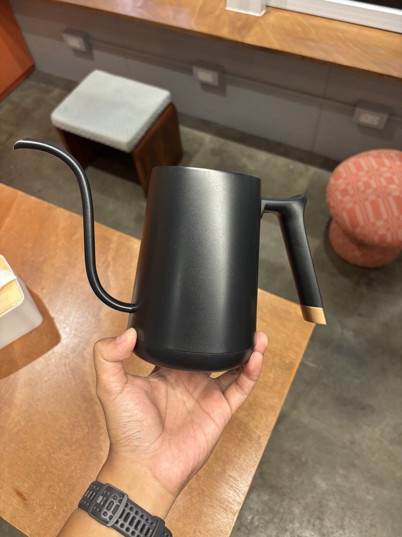 Timemore Fish Pour Over Kettle (Category: Kettles & Airpots) located in Sibulan. Submitted by xyxyxyrell (Listing ID 1468407060, Image 1). Description: Light scratches and adhesive marks. No functional issue. RFS: Upgrade.
