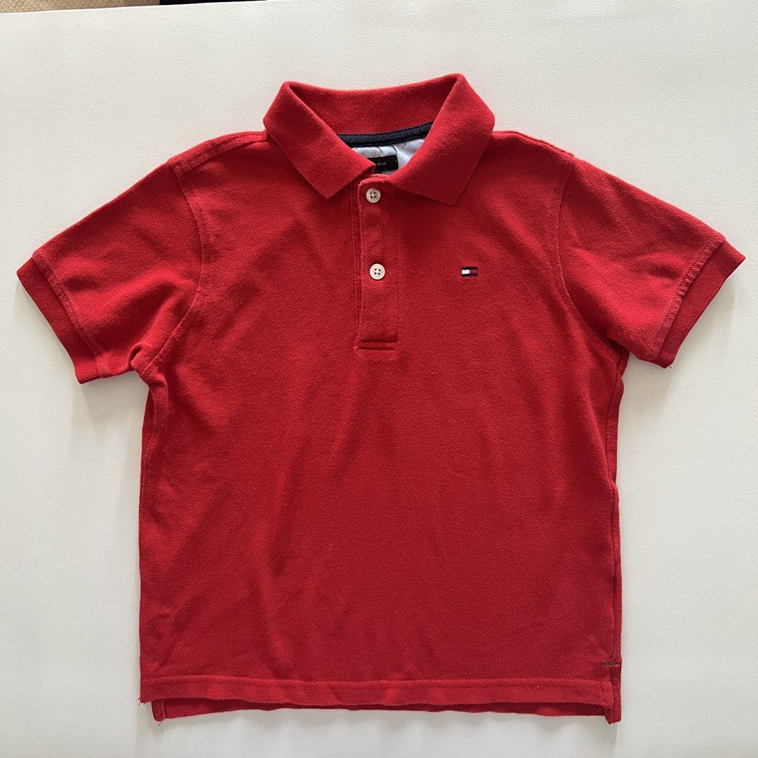 Tommy Hilfiger Red Polo Shirt (Category: Babies & Kids Fashion) located in Pasay City. Submitted by littlebebekidsstuff (Listing ID 1468312629, Image 1). Description: Size: 5-6y.