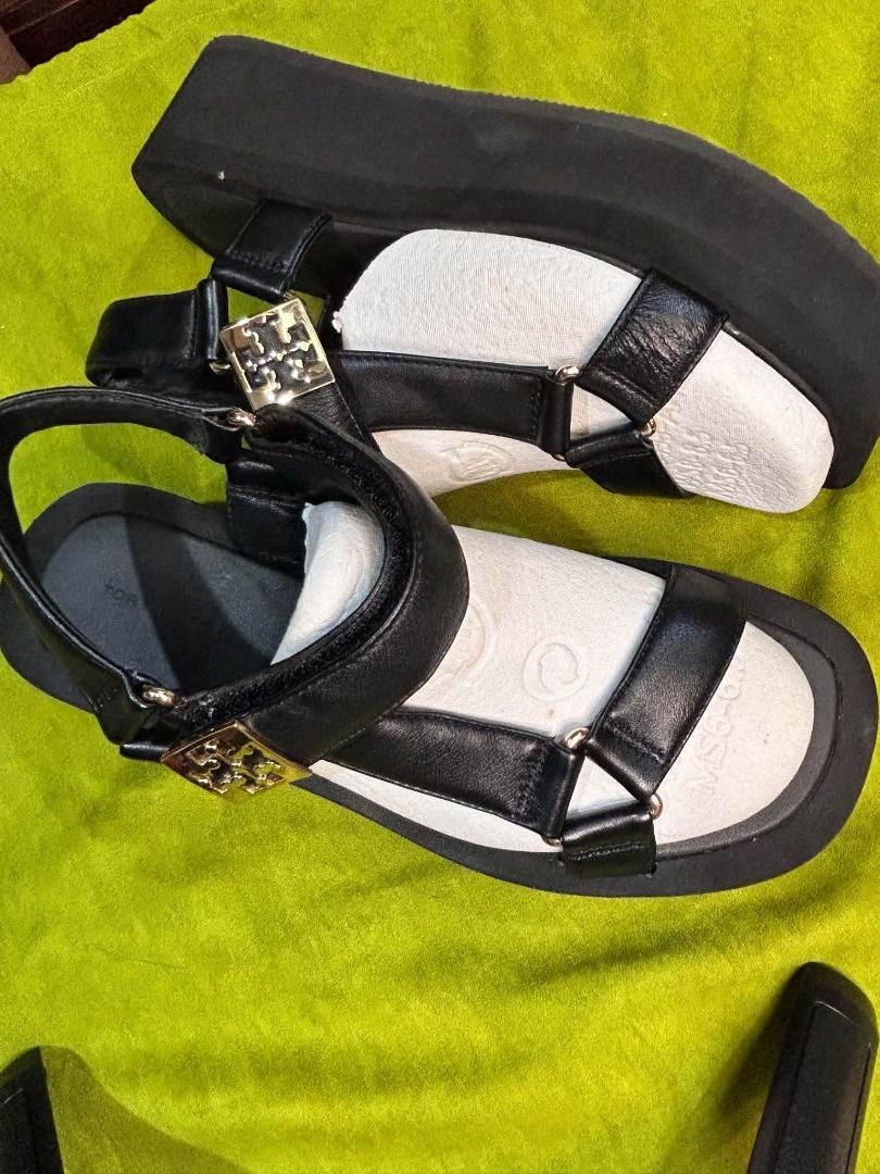 Tory Burch Mellow Sport Sandal (Category: Sneakers & Footwear) located in Quezon City. Submitted by abk_storemandaluyong25 (Listing ID 1468438891, Image 3). Description: Product Details • Brand: Tory Burch • Model: Mellow Sport Sandal / Mellow Platform Sandal • Colorway: Perfect Black / Gold Hardware • Design Features: Sporty, utilitarian silhouette featuring padded sheepskin/nappa leather straps, an adjustable hook-and-loop ankle closure, a comf
