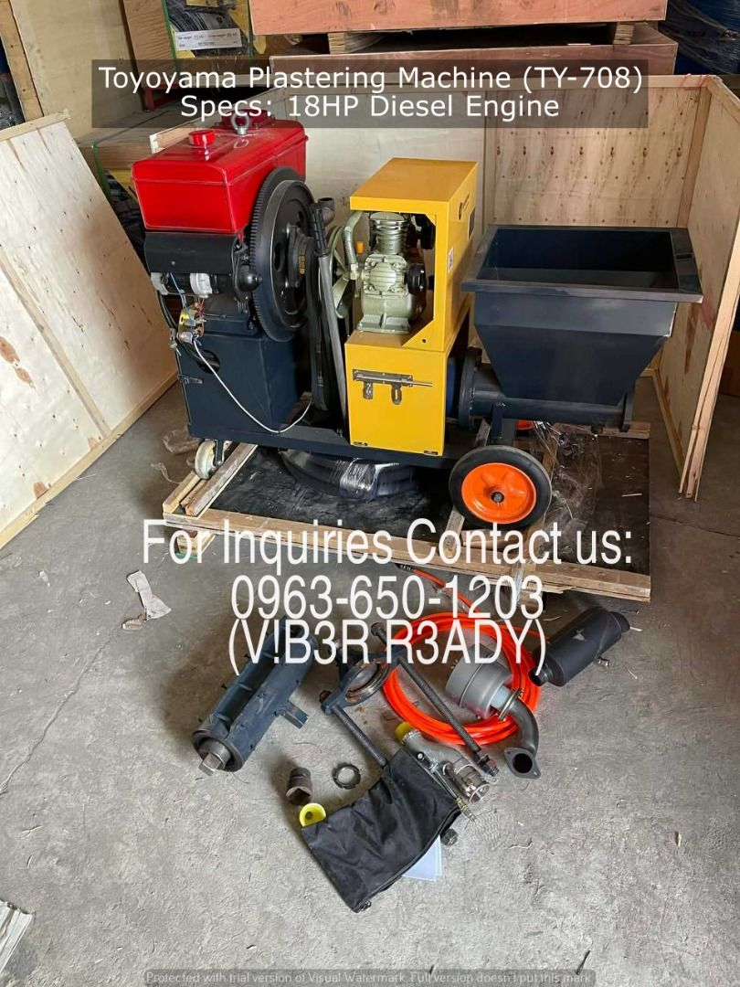 Toyoyama Plastering Machine (TY-708) Specs: 18HP Diesel Engine (Category: Other Home Furniture) located in Manila. Submitted by ramoseliza33488 (Listing ID 1468360605, Image 3). Description: .