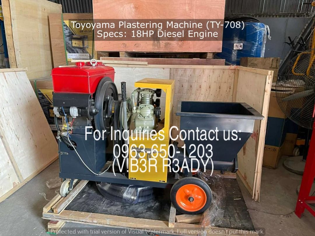 Toyoyama Plastering Machine (TY-708) Specs: 18HP Diesel Engine (Category: Other Home Furniture) located in Manila. Submitted by ramoseliza33488 (Listing ID 1468360605, Image 2). Description: .