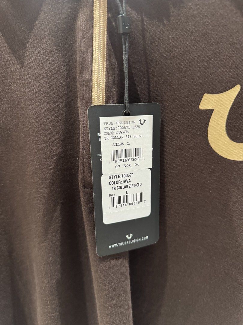 True Religion Half zip Polo Shirt (Category: Formal Shirts) located in Manila. Submitted by freemanwsi (Listing ID 1468356333, Image 2). Description: Complete with paper bag PHP5000 na lang from SRP PHP7500.