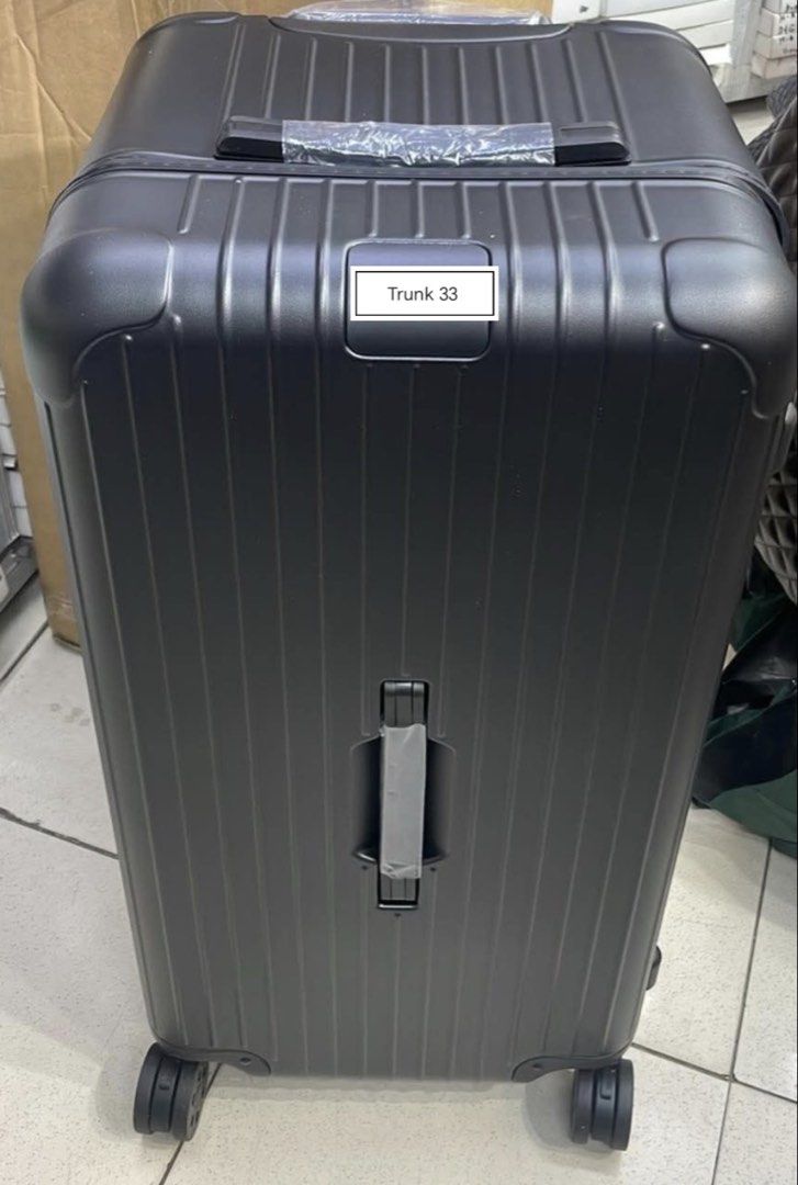 Trunk 33 Black Suitcase Luggage (Category: Luggage) located in Manila. Submitted by dh3nz1 (Listing ID 1468357360, Image 1). Description: - Model: Black Trunk 33 suitcase - Design: Hard shell ribbed design with clean, scratch-free surface - Mobility: Smooth multi-wheel setup for easy travel - Convenience: Top and side grab handles included - Condition: Brand new with handle still wrapped in protective plastic - Storage: Spacious interior capacity