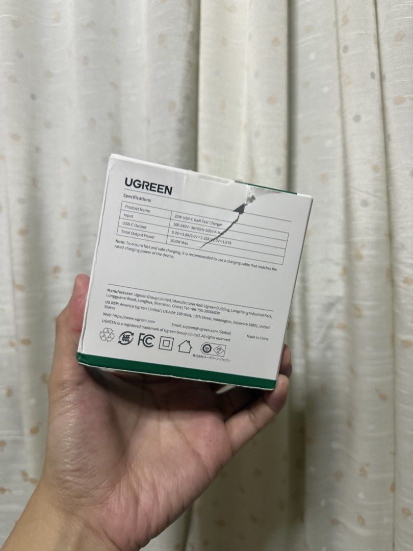 UGREEN USB-C Fast Charger (Category: Chargers & Cables) located in Pasig City. Submitted by nicolexmolina (Listing ID 1468376151, Image 2). Description: RFS: Bought the wrong item, di na work sa type C-Type C chord -Opened the box and item just to check :( - See last photo for the original price -Ordered from the Official UGreen Orange App.