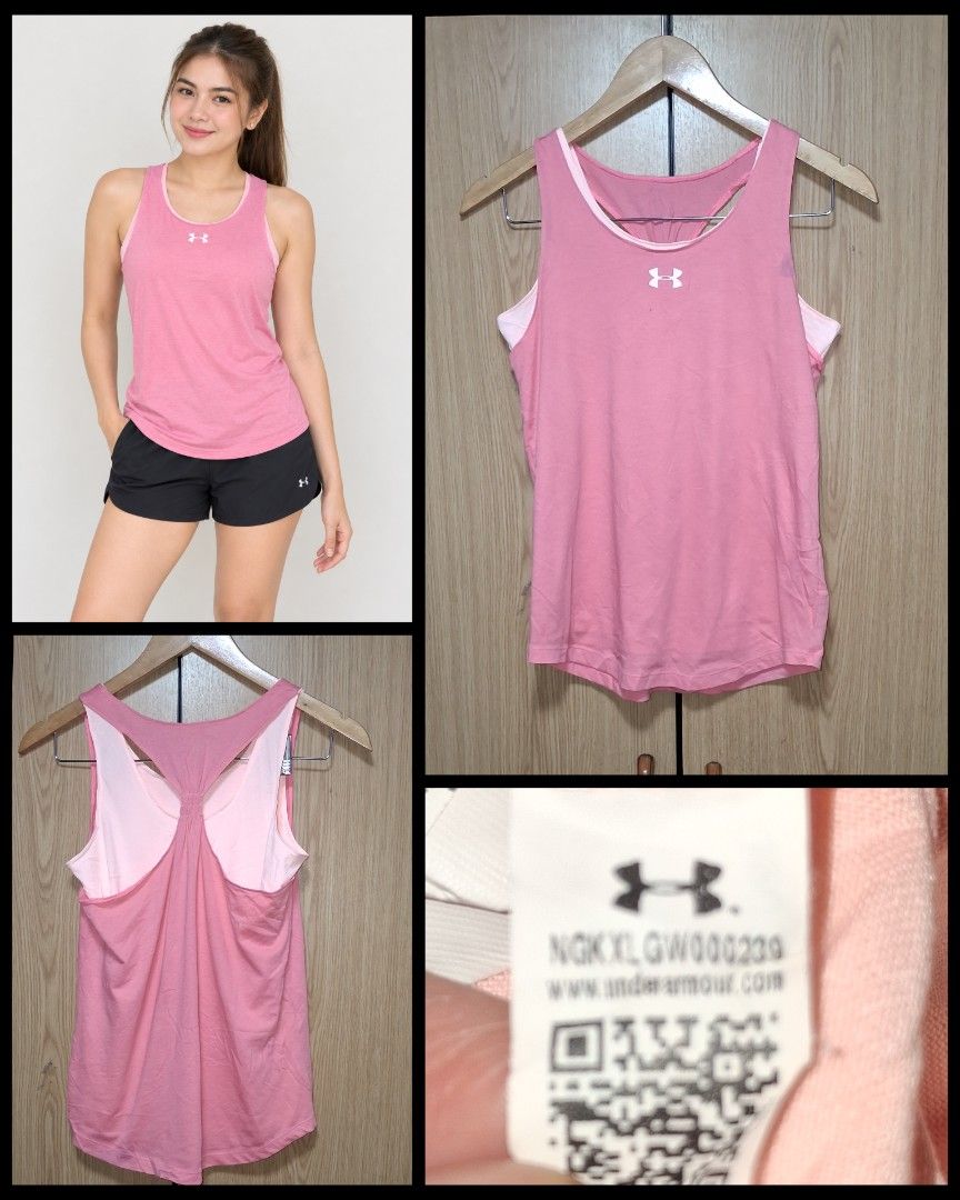 Under Armor Double Tank Top (Category: Activewear) located in Cebu City. Submitted by cebuanamomshies (Listing ID 1468290919, Image 1). Description: M-L Racerback Double Tank Top Cotton 2 color way.