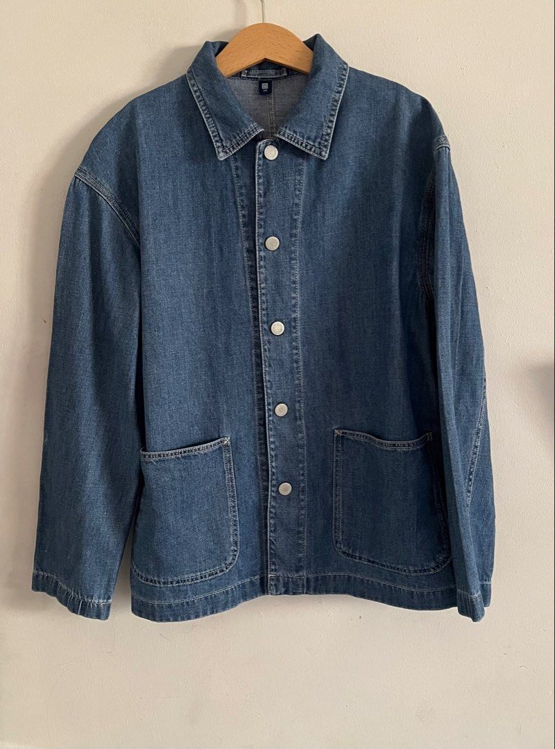 Uniqlo kids denim work jacket/overshirt (Category: Babies & Kids Fashion) located in Manila. Submitted by ourburstingwardrobe_ (Listing ID 1468354648, Image 2). Description: Size 140 fits 9-12 kids depending on body frame / ladies with xxs frame Good as new.