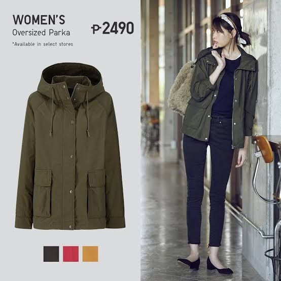 Uniqlo Oversized Mountain Parka (Category: Coats, Jackets and Outerwear) located in Angeles City. Submitted by miss_independent01 (Listing ID 1468433261, Image 3). Description: Uniqlo Oversized Mountain Parka Color: Dark Green Width: 21.5 (Medium on tag) Length: 25 Sleeve: 26.5 MOP: Gcash ✅ Mine Now, Pay Now ✅ First to Pay, Gets the Item 📍 PAMPANGA Courier: JnT 🚚🚚 PM 💌.