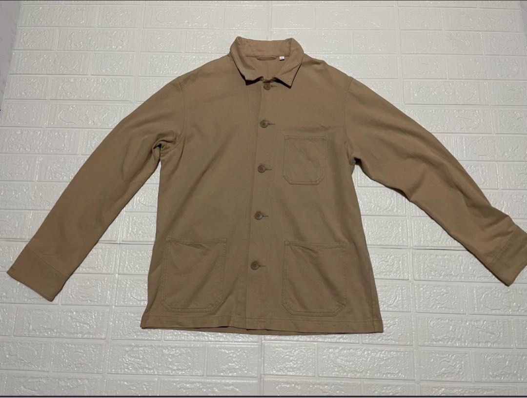Uniqlo Wash Jersey Work Jacket (Category: Coats, Jackets and Outerwear) located in Marilao. Submitted by clear_out_closet (Listing ID 1468350144, Image 1). Description: Item Details: 👇 • Brand: Uniqlo • Color: Beige / Khaki • Size: Large (L / 175/100A) • Style: Utility Work Jacket / Overshirt Chore Coat • Release Year / Season: 2020 (Spring/Summer) Tag Details Breakdown: • Material: 96% Cotton, 4% Spandex • Country of Origin: Made in Vietnam • S