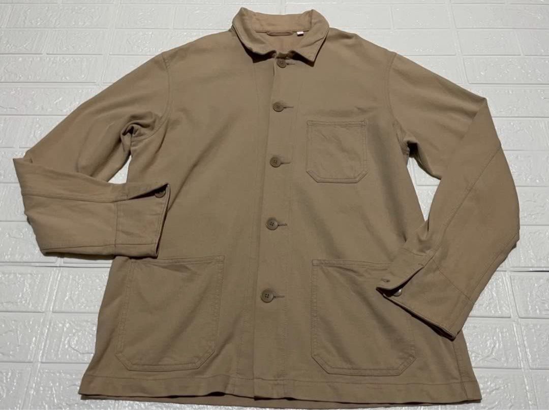 Uniqlo Wash Jersey Work Jacket (Category: Coats, Jackets and Outerwear) located in Marilao. Submitted by clear_out_closet (Listing ID 1468350144, Image 2). Description: Item Details: 👇 • Brand: Uniqlo • Color: Beige / Khaki • Size: Large (L / 175/100A) • Style: Utility Work Jacket / Overshirt Chore Coat • Release Year / Season: 2020 (Spring/Summer) Tag Details Breakdown: • Material: 96% Cotton, 4% Spandex • Country of Origin: Made in Vietnam • S