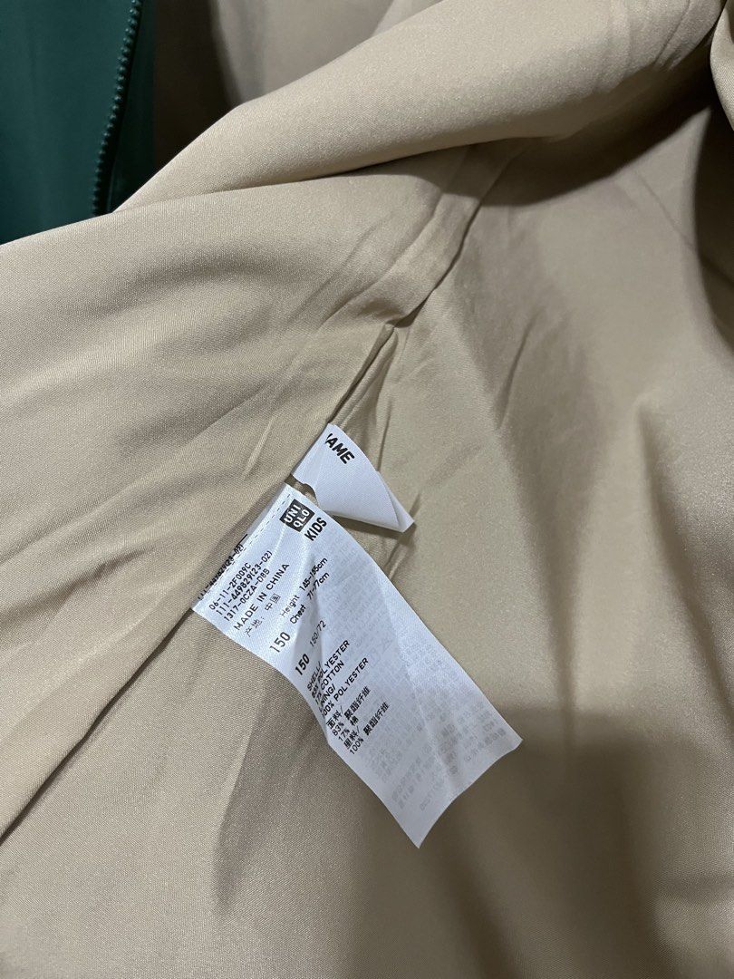 Uniqlo water repellent parka jacket (Category: Coats, Jackets and Outerwear) located in Bulacan. Submitted by arjoeocano-36257 (Listing ID 1468421020, Image 3). Description: Uniqlo water repellent parka Brand new condition 10/10 For kids, pasok sa adult Medium W19 L25 1200 php.