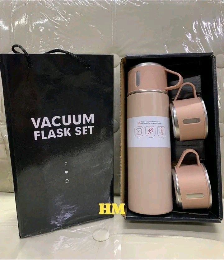 Vacuum Flask Gift Set with Thermos and Two Cups (Category: Water Bottles & Tumblers) located in Manila. Submitted by berdenmarl01688 (Listing ID 1468482377, Image 2). Description: - Complete Set: 1 insulated vacuum flask + 2 matching cups with handles - Ready for Gifting: Comes in a sturdy presentation box with a matching gift bag - Temperature Control: Keeps your hot and cold drinks at the right temperature for hours - Color Options: Available i