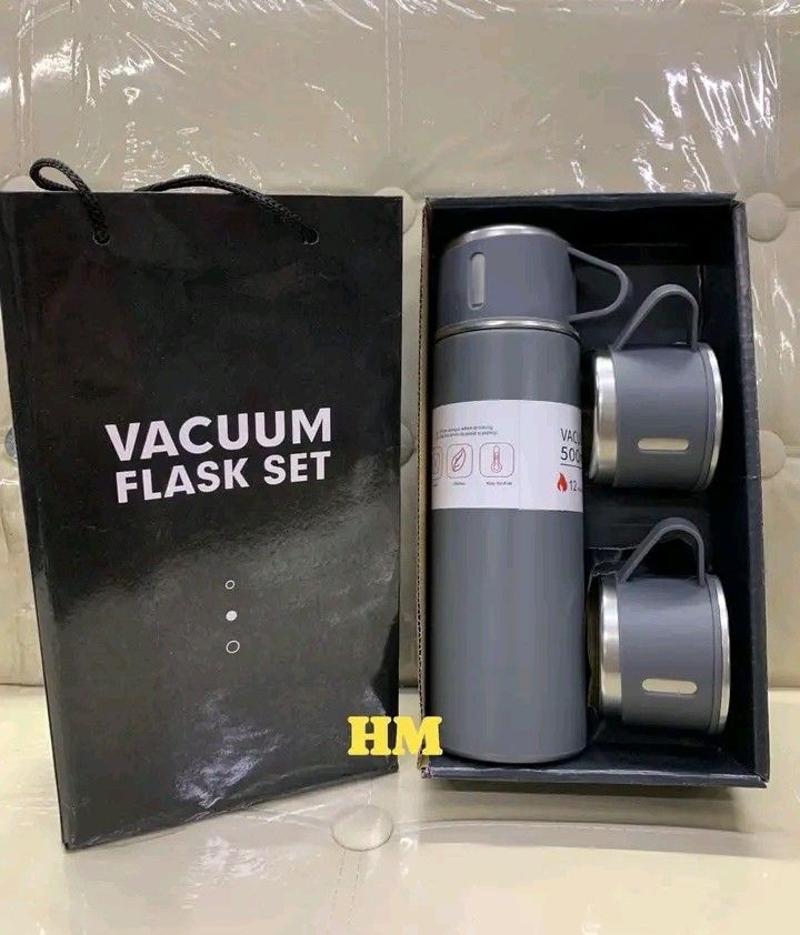 Vacuum Flask Gift Set with Thermos and Two Cups (Category: Water Bottles & Tumblers) located in Manila. Submitted by berdenmarl01688 (Listing ID 1468482377, Image 3). Description: - Complete Set: 1 insulated vacuum flask + 2 matching cups with handles - Ready for Gifting: Comes in a sturdy presentation box with a matching gift bag - Temperature Control: Keeps your hot and cold drinks at the right temperature for hours - Color Options: Available i