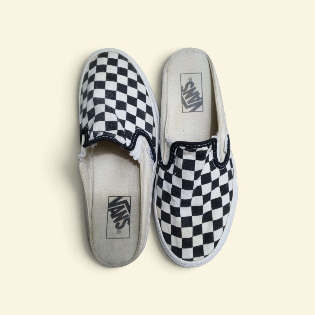Vans Classic Checkerboard Mule Slip-On (Category: Sneakers) located in Manila. Submitted by louiseeme1373130 (Listing ID 1468394453, Image 1). Description: - Iconic black and white checkerboard pattern - Convenient backless slip-on design for easy wear - Signature waffle rubber outsoles with plenty of traction left - Normal signs of wear on the footbeds.