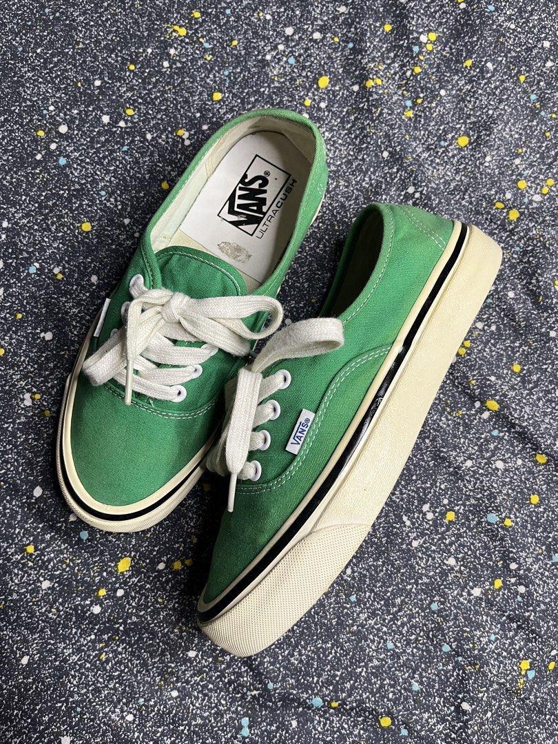 Vans Style 44 Green Sneakers (Category: Sneakers) located in Manila. Submitted by lj_thrifter (Listing ID 1468451124, Image 1). Description: - Model: Vans Style 44 - Color: Green canvas with white laces and contrast stitching - Comfort: UltraCush insoles for all-day wear - Sole: Classic gum rubber waffle outsole - Size: US Men's 7.0 / US Women's 8.5 / EUR 39.0 - Condition: Clean, very wearable daily kicks.