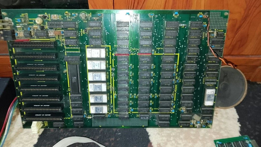 Vintage Apple II clone MADE IN JAPAN (Category: Desktops) located in Manila. Submitted by 1980sbaby (Listing ID 1468305055, Image 2). Description: - Retro computing kit with motherboard made in Japan - Includes keyboard with numeric keypad, power supply, speaker, and extra interface card - Motherboard features multiple expansion slots, IC chips, and labeled ROM, RAM, and I/O sections - Untested vintage hardware - Ideal project for collectors and 