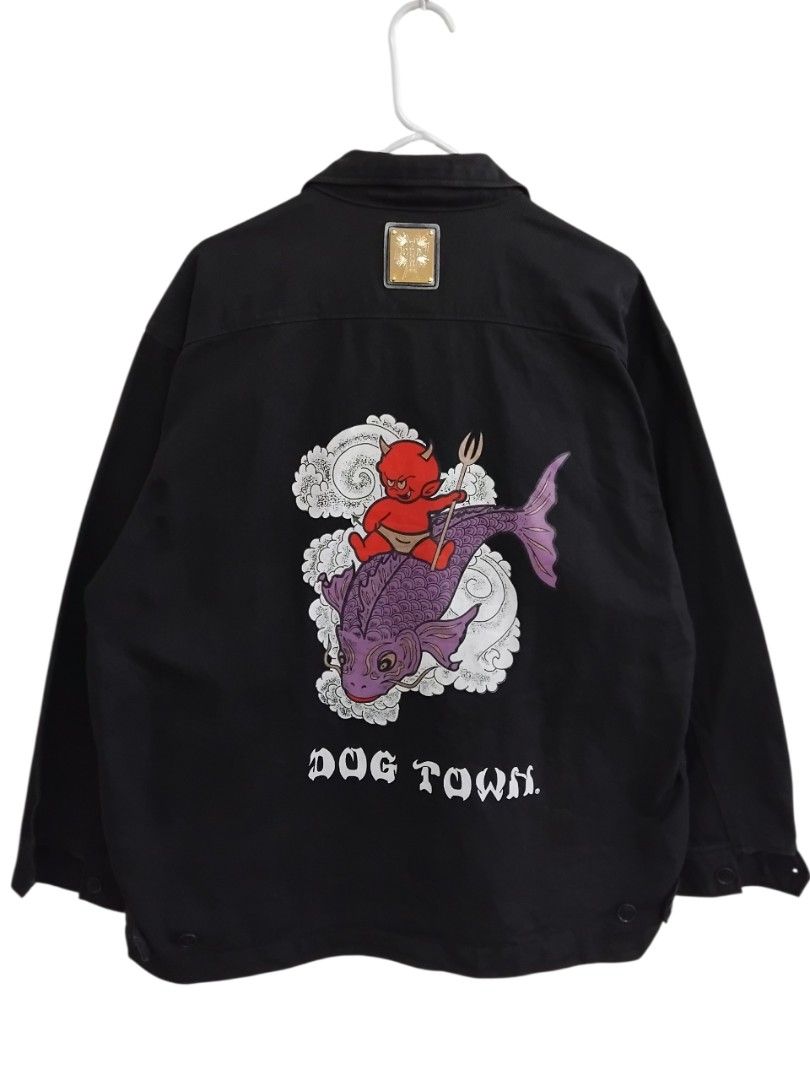 Vintage Dog Town Black Devil Sukajan Canvas Work Jacket (Category: Coats, Jackets and Outerwear) located in Pasig City. Submitted by hustlexcurate (Listing ID 1468360944, Image 1). Description: Vintage Dog Town Black Devil Sukajan Canvas Work Jacket Freesize on tag best fits XL Dimensions: 26X30.