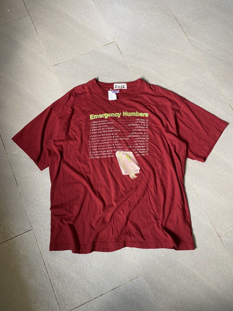 Vintage Religious Tshirt (Category: Tshirts & Polo Shirts ) located in Digos. Submitted by thriftflexph (Listing ID 1468352952, Image 2). Description: Size&Dimes:24/28 Color&Condi:9.5/10 issue:none DM for more information 🫶 Items are all thrifted/Handpicked Can ship nationwide🇵🇭 Add Shipping Fee ✈️🎁.