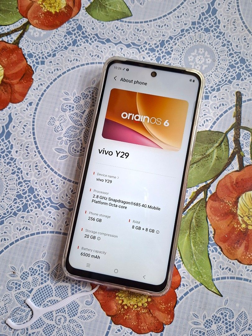 Vivo Y29 256GB (Category: Vivo) located in Calamba. Submitted by jemihy (Listing ID 1468331690, Image 2). Description: Vivo Y29 ₱6,000 (Slightly negotiable for sure buyers) SPECIFICATIONS: • 256GB Internal Storage • 8GB Physical RAM + 8GB Extended RAM (16GB Total RAM) • 6,500mAh • 50MP Main Camera • 120Hz display • Snapdragon 685 Octa-Core processor CONDITION: • 100% working, no issues • Factory reset already (clean slate, zero Google/Vivo accoun