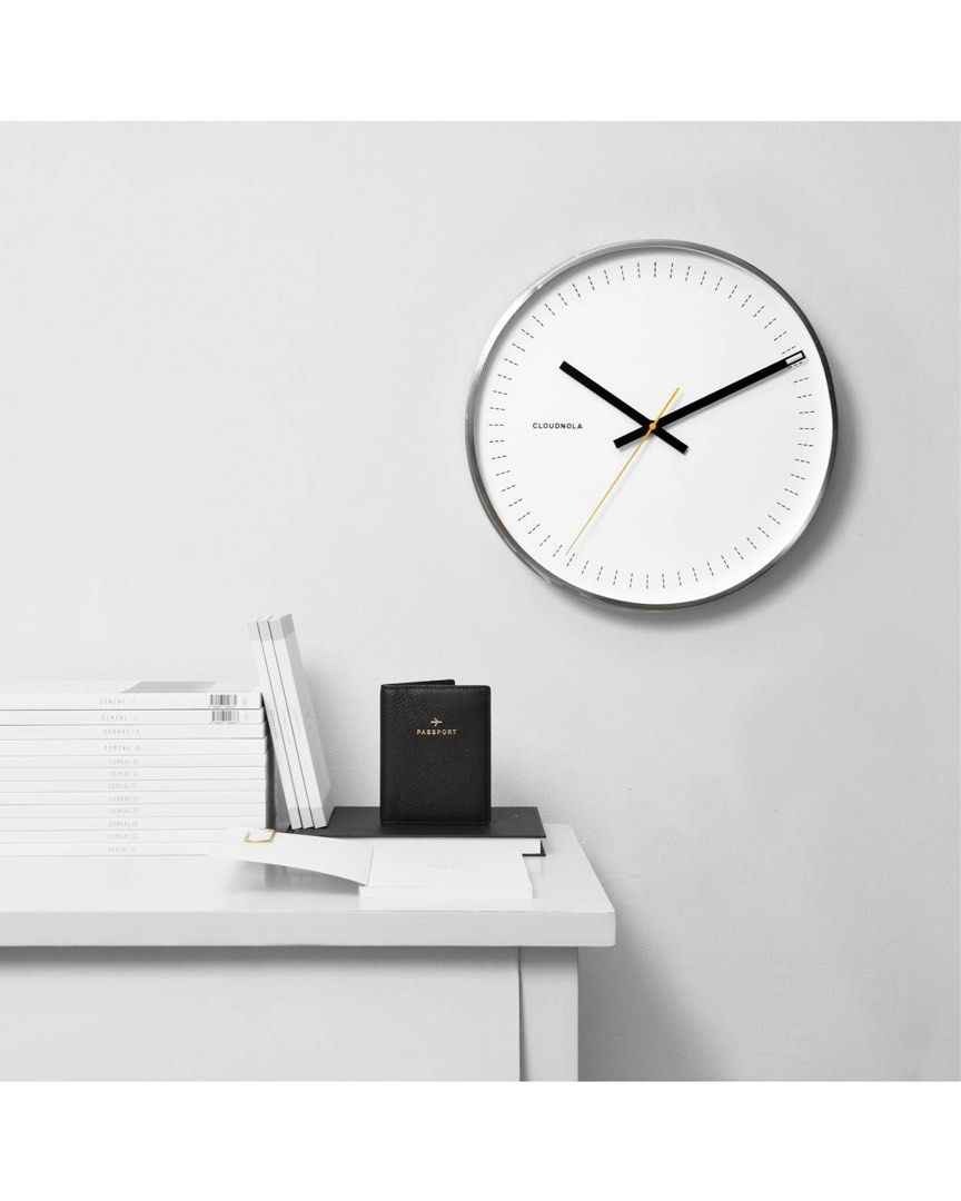 Wall Clock Cloud Nola (Category: Wall Decor) located in Quezon City. Submitted by mythriftdeals (Listing ID 1468447295, Image 3). Description: Battery Operated Minimal black dial with a stainless steel case Silent movement — no distracting seconds tick 14” x 5½” x 3½” .