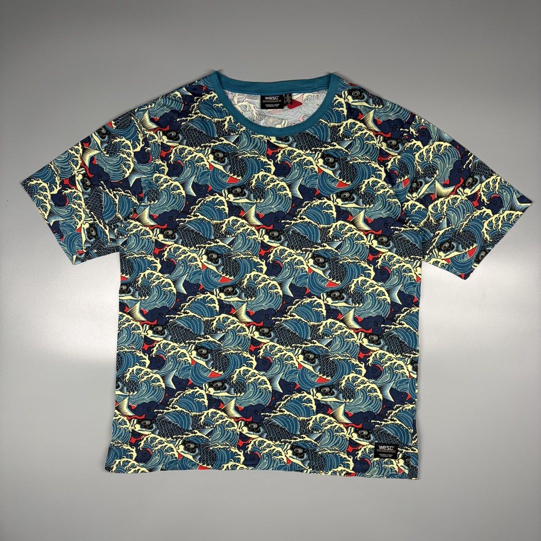 Wesc AOP Oden Koi (Category: Activewear) located in Cavite. Submitted by onebeancent (Listing ID 1468426660, Image 1). Description: Size: XL Dimension: 24" Width | 30" Length Color: Teal Green Color Rate: 10/10 Issue: None Condition: Like new‼️ Price: 850php Additional Shipping Fee (J&T Small Pouch) 75php Luzon 100php visayas 120php mindanao.