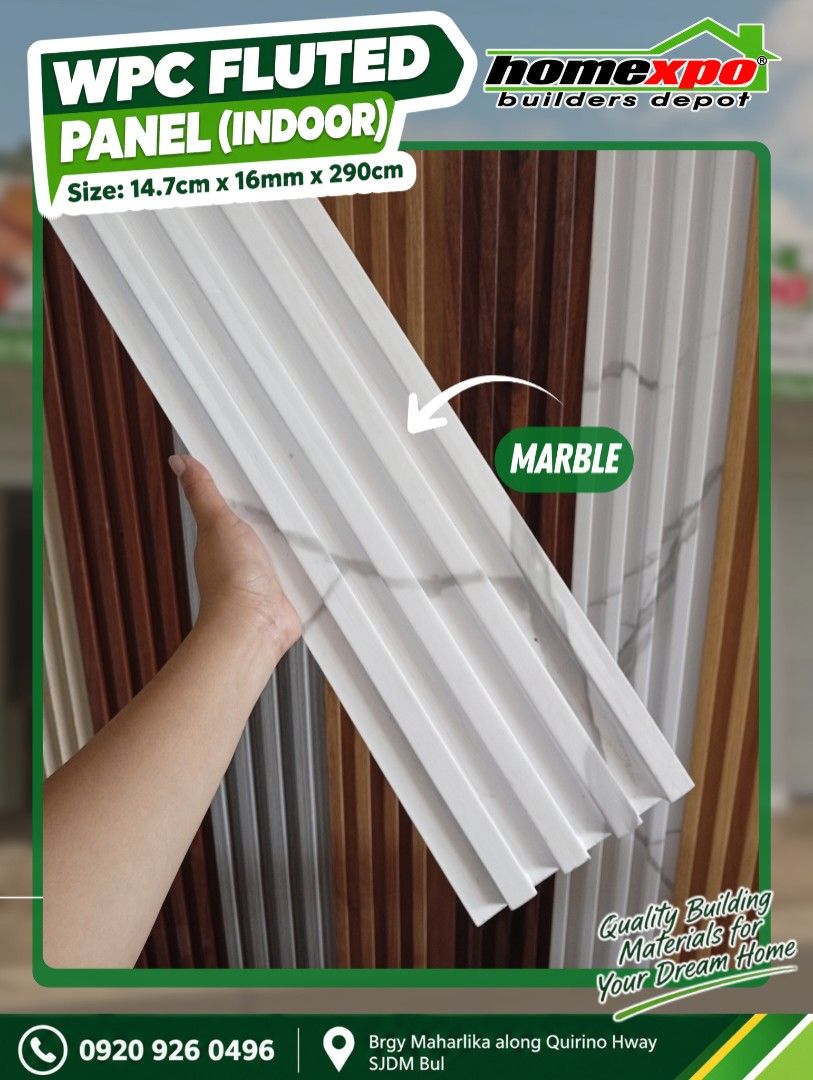 WPC Fluted Panel Interior Wall Design (Category: Wall Decor) located in Bulacan. Submitted by mjrie23 (Listing ID 1447947889, Image 3). Description: ✨ Upgrade your walls with Decorative WPC Fluted Panels! ✨ Give your home or commercial space a modern and elegant finish with our Decorative WPC Fluted Wall Panels. Perfect for creating stylish interior walls and ceilings. 📏 Product Specifications: ✅ Size: 14.7 x 290 cm (16mm Thick) ✅ Full Length: 2