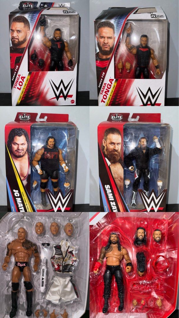 WWE ACTION FIGURES (Category: Figurines & Statues) located in San Fernando. Submitted by cienalmas (Listing ID 1468313989, Image 1). Description: SELLING MY WWE ACTION FIGURES RFS: MOSTLY DOUBLES & NEED FUNDS. TAMA AND TONGA LOA - ₱3000 JC MATEO - ₱1500 SAMI ZAYN - ₱1600 THE ROCK - ₱2500 (PM SA ISSUE) ROMAN REIGNS - ₱2500 SOLO SIKOA - ₱2500 (DAMAGED BOX) JACOB FATU - ₱2600 JIMMY USO - ₱2400 (FOOT ISSUE) JD MCDONAGH - ₱2000 EDGE - ₱1000 (SINGLE JO