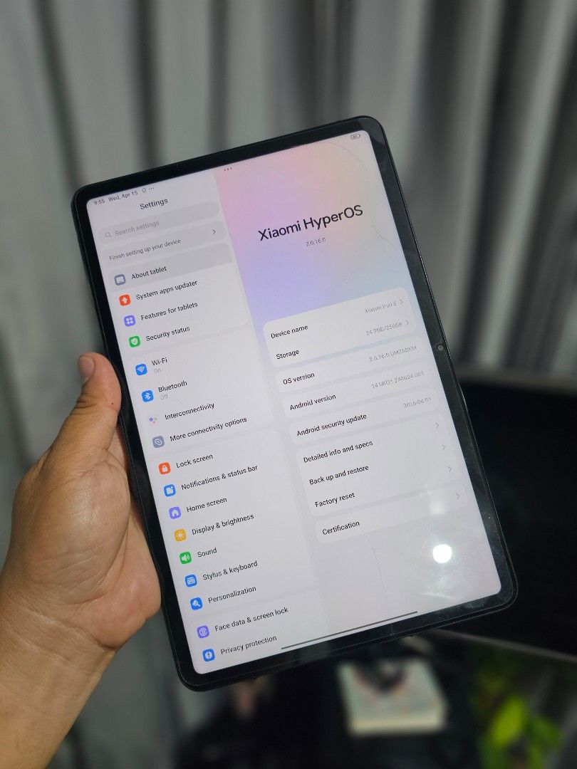 Xiaomi Pad 6 (Category: Xiaomi) located in Quezon City. Submitted by cfvjhay (Listing ID 1468285537, Image 1). Description: issue : 3 small white dots no issue on performance unit case only test and check all u want lady owned.
