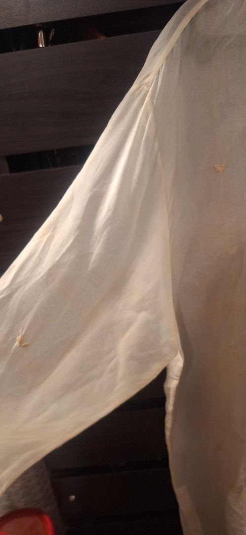 XXL Barong (Category: Formal Shirts) located in General Trias. Submitted by aeunice (Listing ID 1468350956, Image 3). Description: Barong Tagalog Size: XXL In Good Condition. Needs cleaning. Cream-colored Barong Tagalog with intricate embroidery. Features a collared neckline and button-down front. The embroidery is detailed with floral and geometric patterns. Meet up / Shipping via Lalamove, JnT, Gogo Express & LBC..