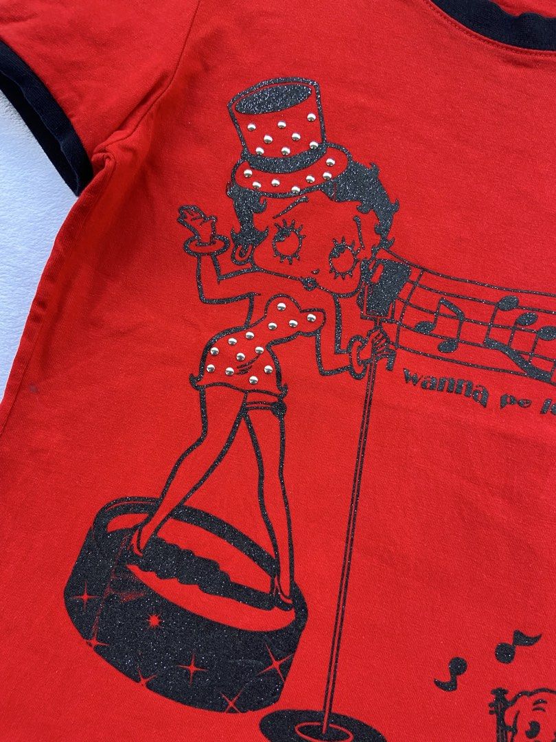 Y2K Betty Boop (Category: Blouses) located in General Santos City (Dadiangas). Submitted by kala_chuchi (Listing ID 1468498321, Image 3). Description: Size. Medium 16 inches width 21 inches length Flaws. Pinholes Over all condition Excellent .