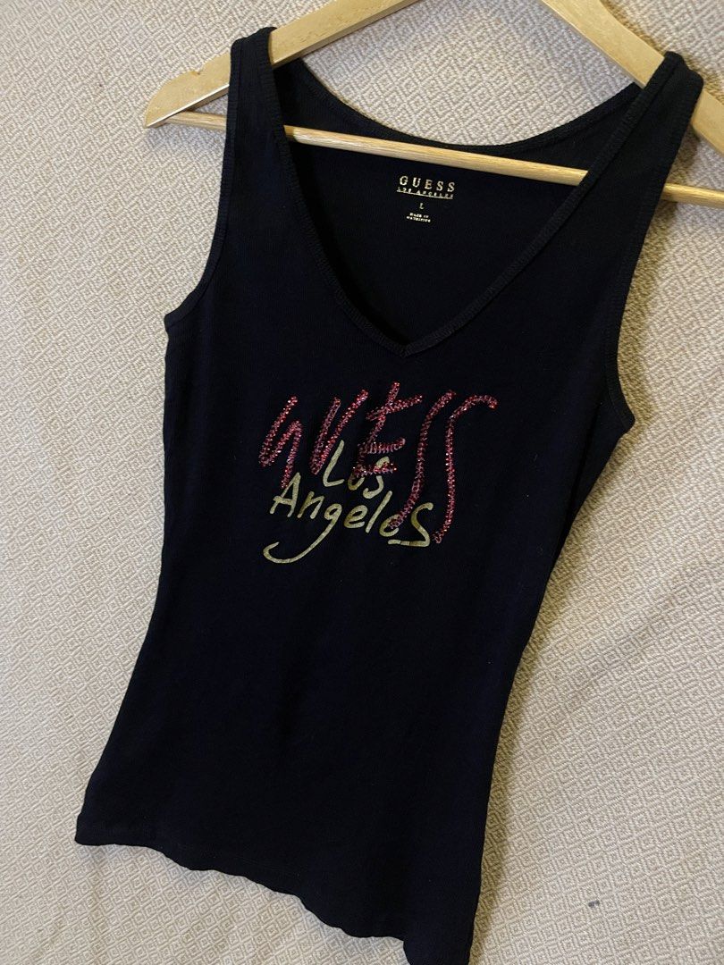 Y2k guess girly tanktop (Category: Sleeveless) located in Manila. Submitted by hypestock_mnl (Listing ID 1468307542, Image 2). Description: Like new Great fit.